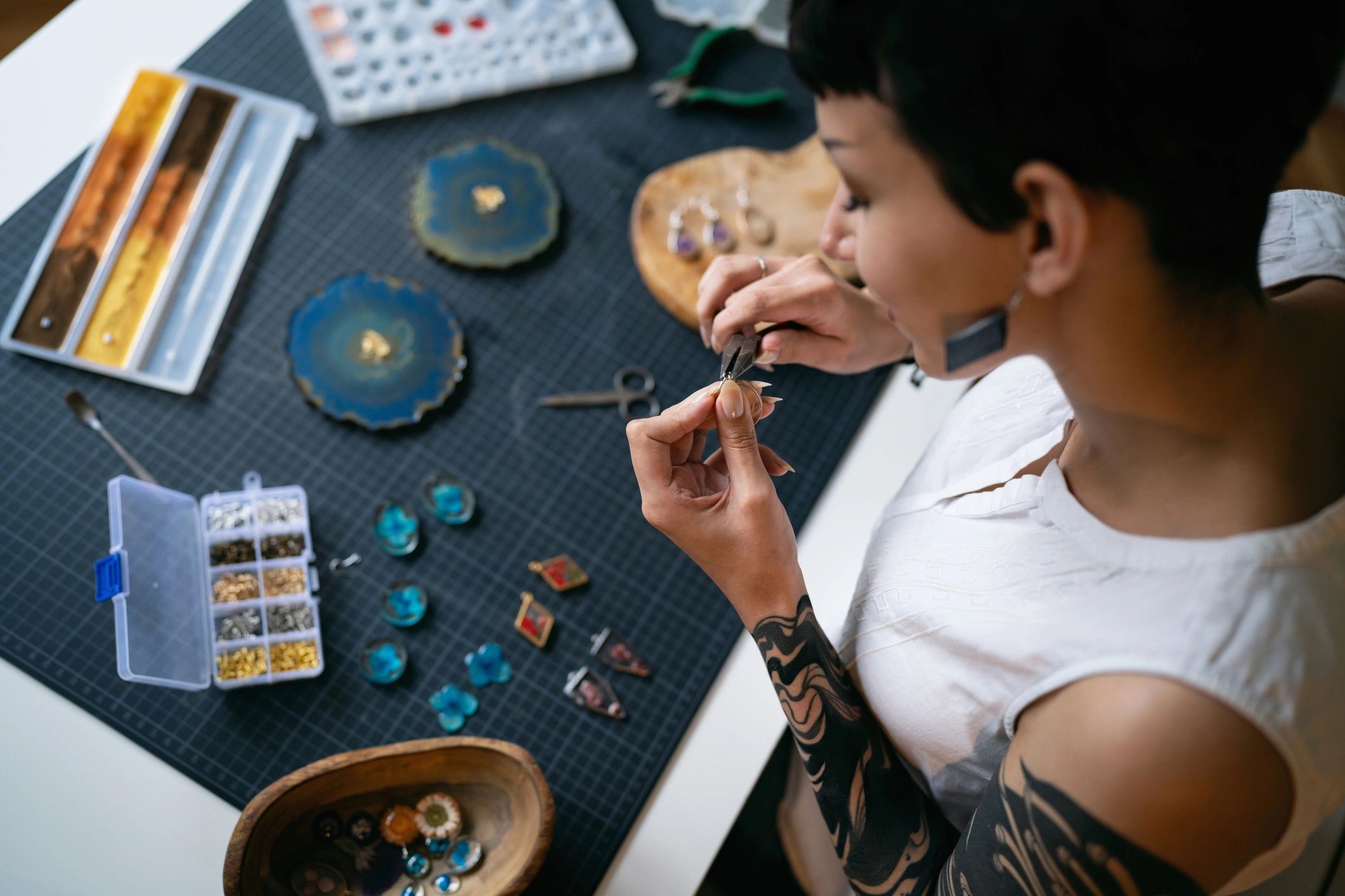 artisan resin art workspace