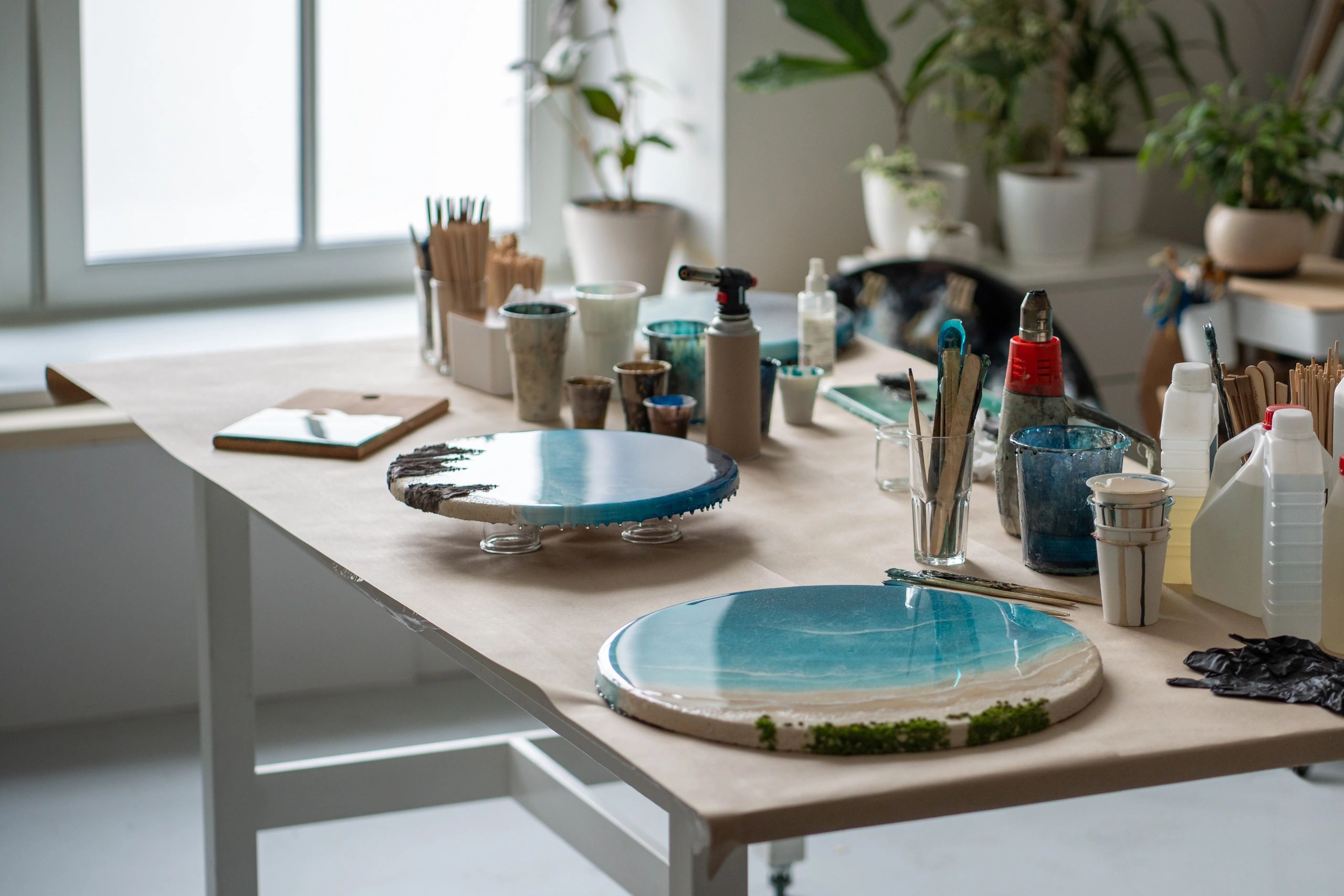 artisan resin art workspace